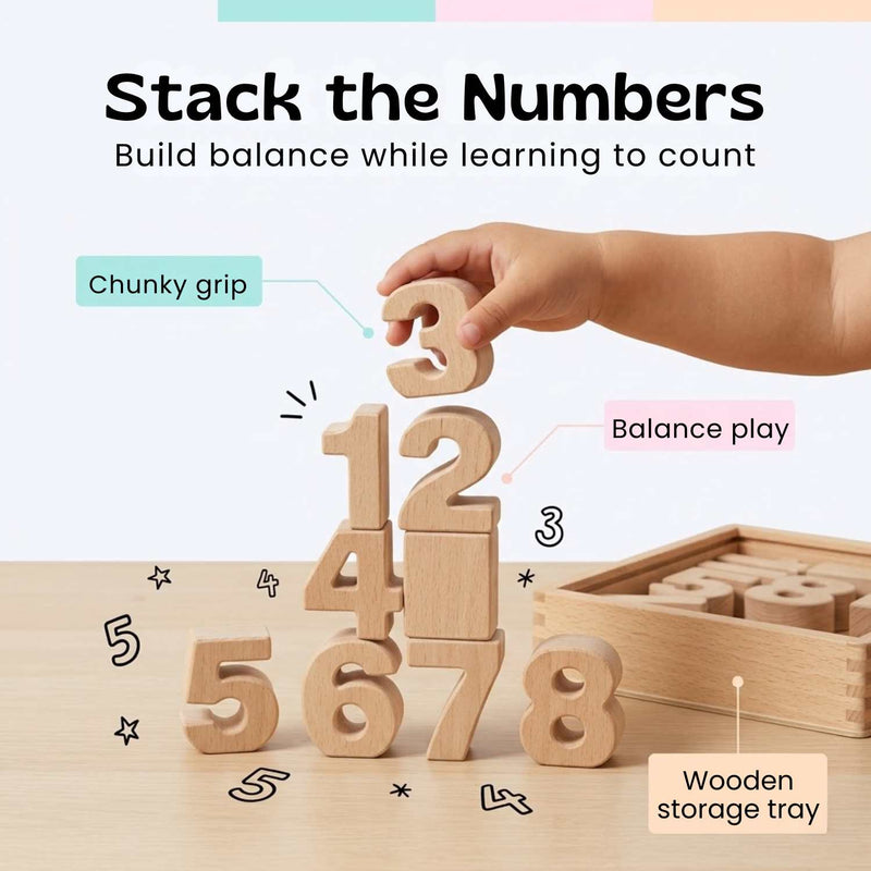TibaToes™ NumberNest Wooden Counting Blocks