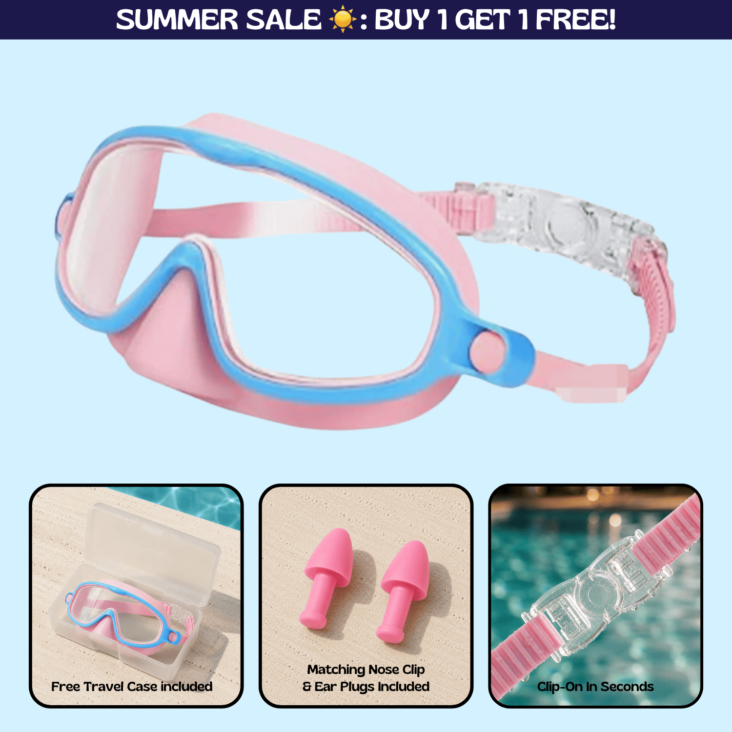 TibaToesβ’ Clip-On Swim Goggles