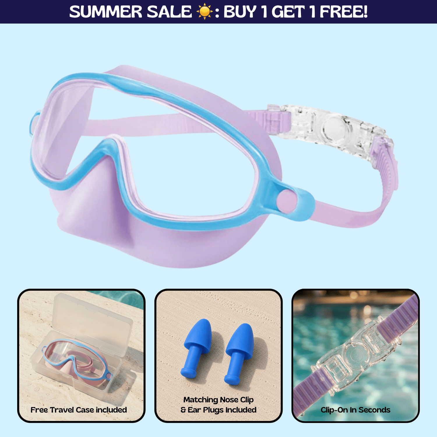 TibaToesβ’ Clip-On Swim Goggles