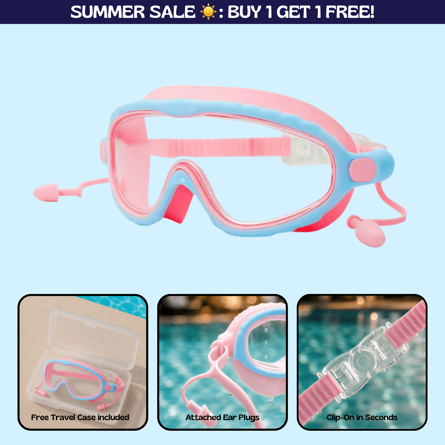 TibaToesβ’ Clip-On Swim Goggles