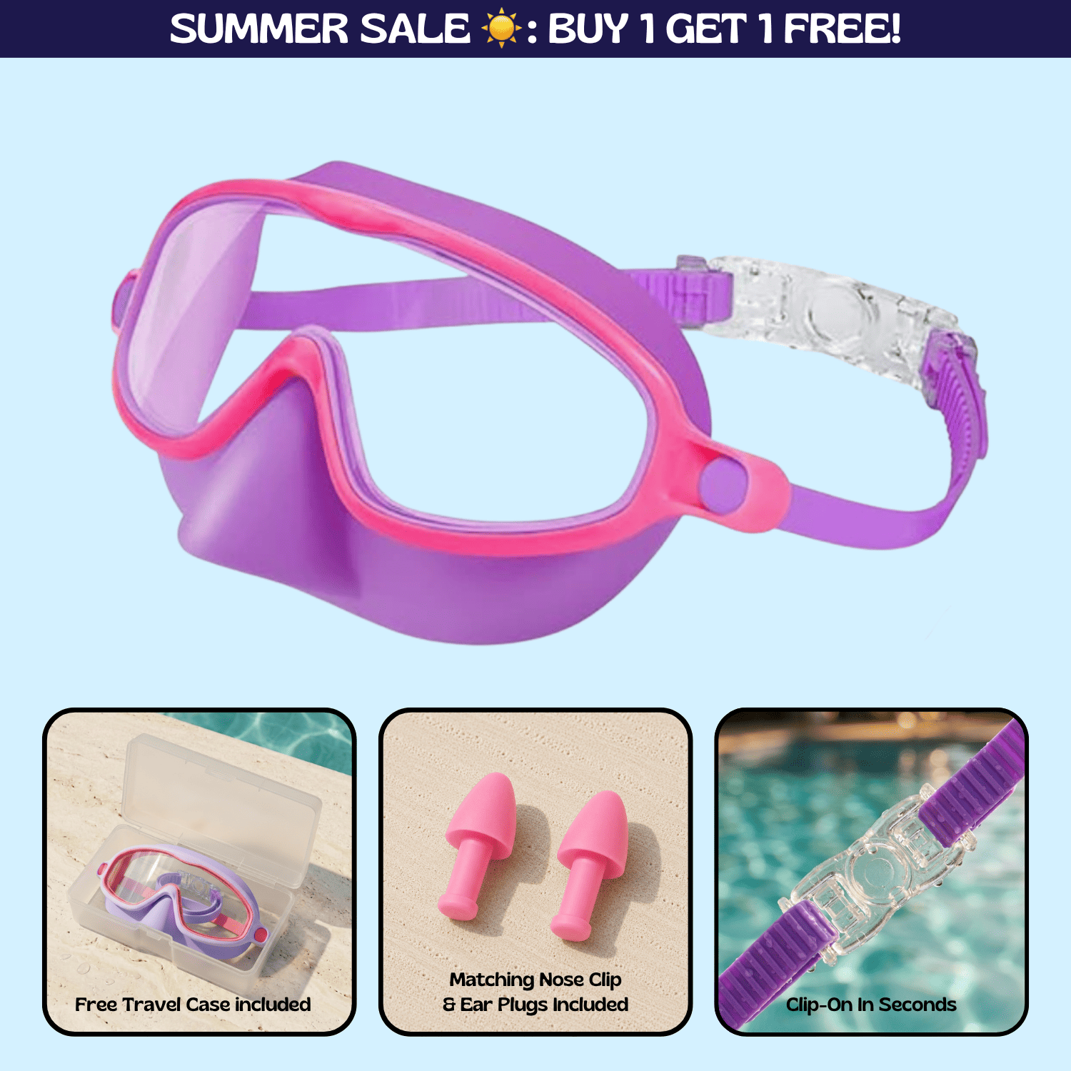 TibaToesβ’ Clip-On Swim Goggles