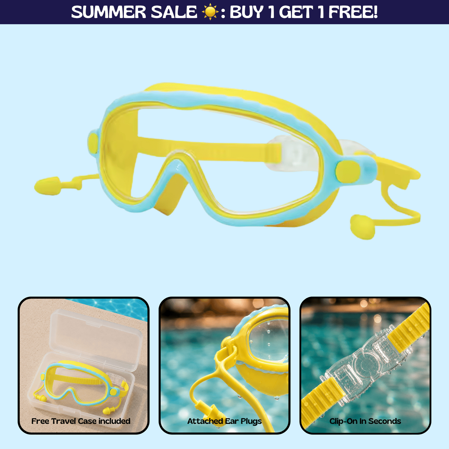 TibaToesβ’ Clip-On Swim Goggles