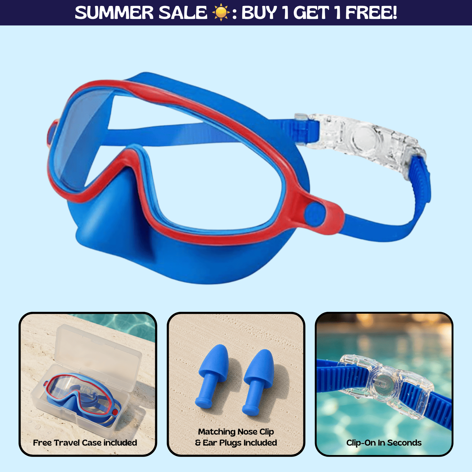 TibaToesβ’ Clip-On Swim Goggles