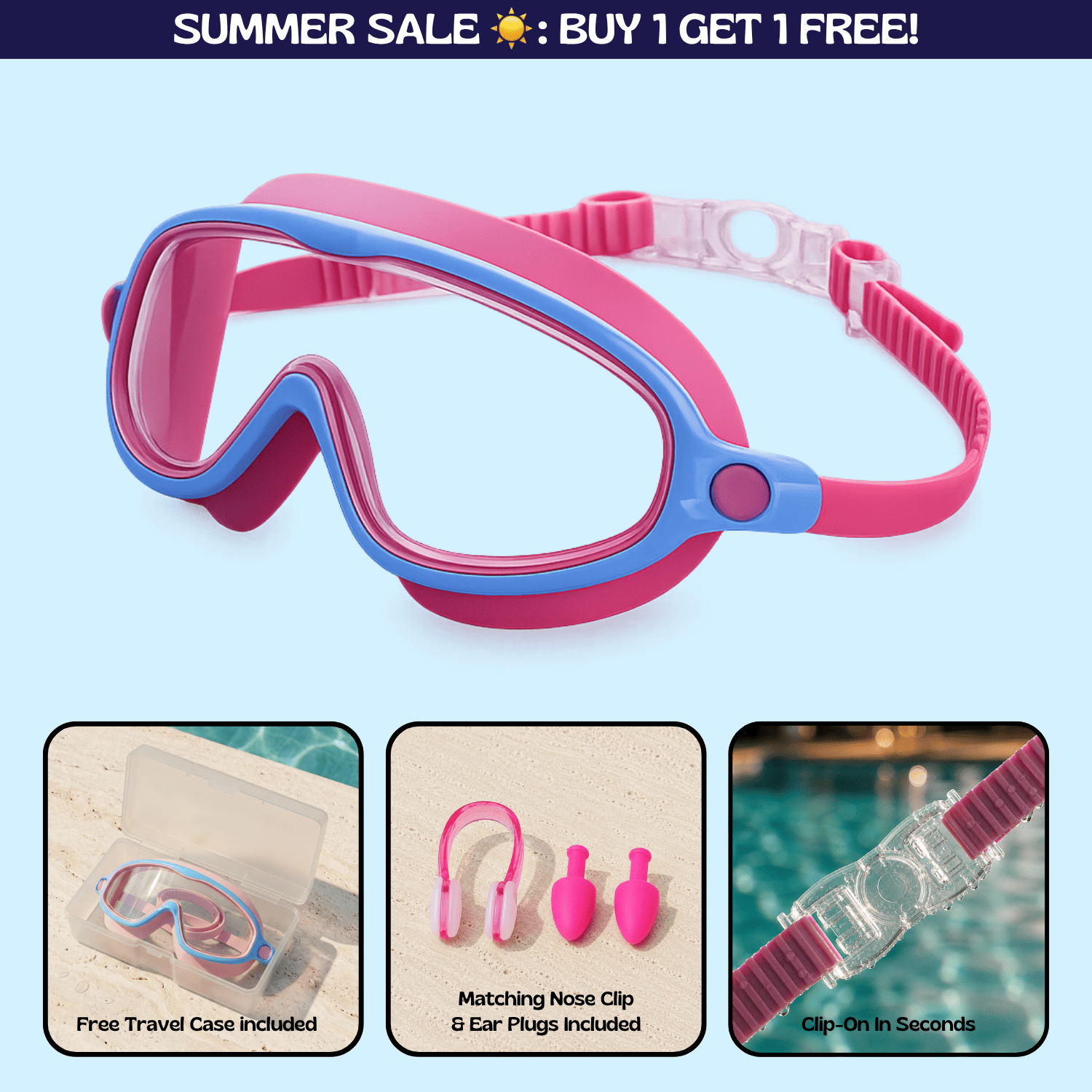 TibaToesβ’ Clip-On Swim Goggles