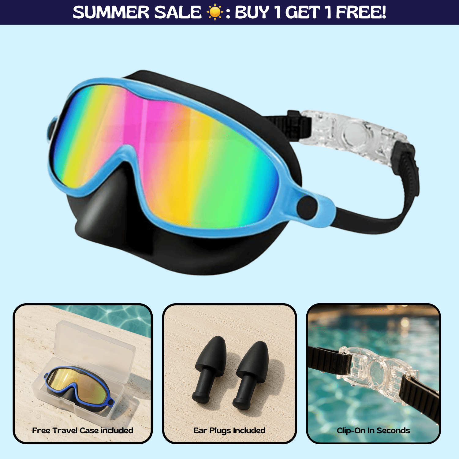 TibaToesβ’ Clip-On Swim Goggles