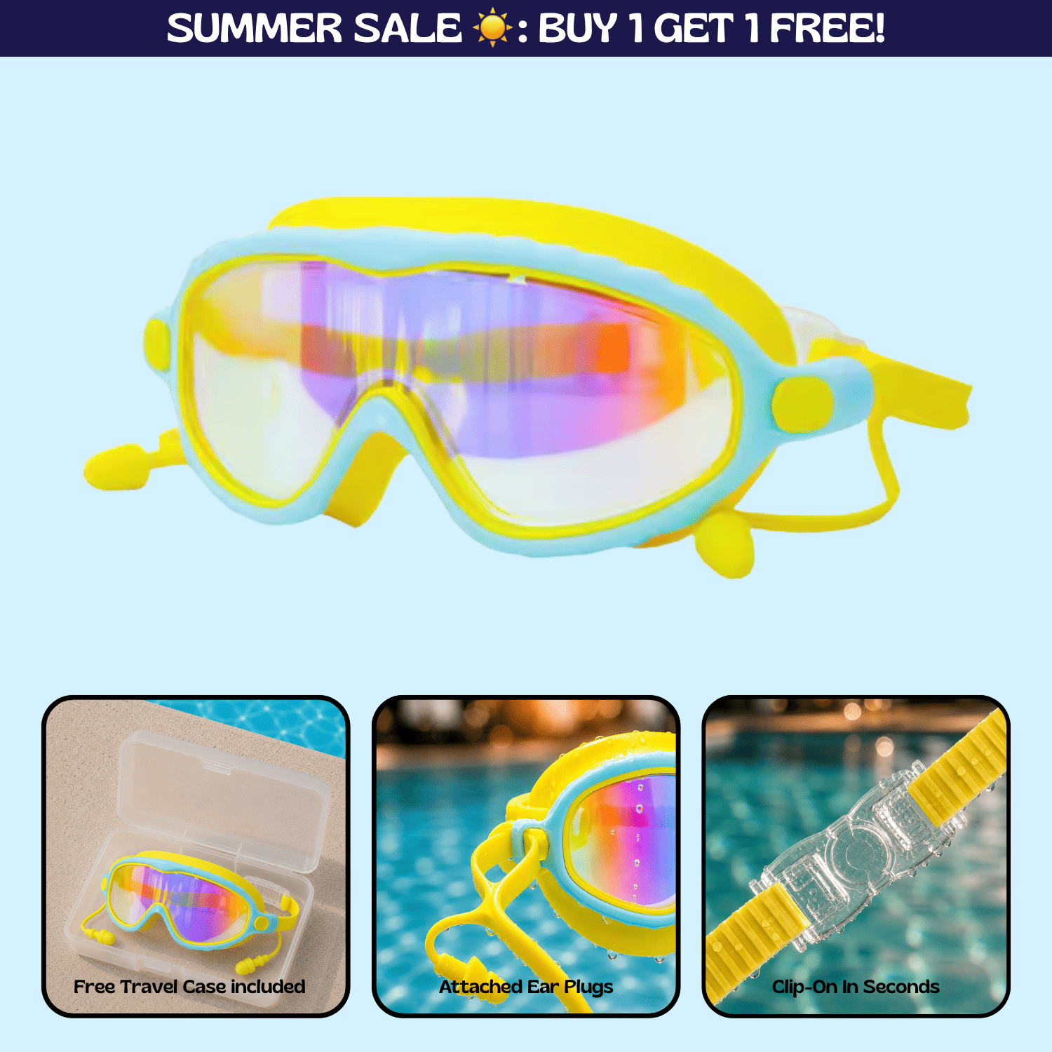 TibaToesβ’ Clip-On Swim Goggles