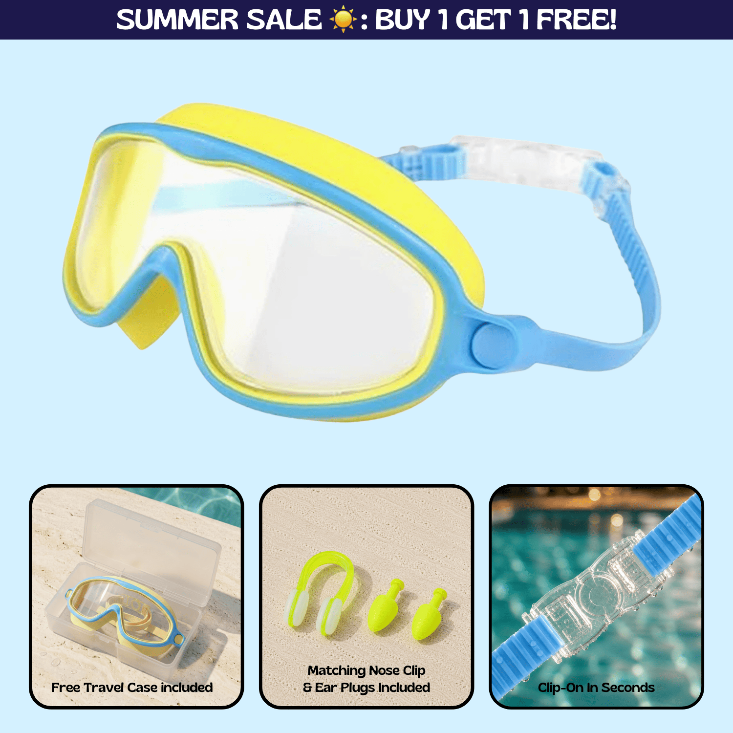 TibaToesβ’ Clip-On Swim Goggles