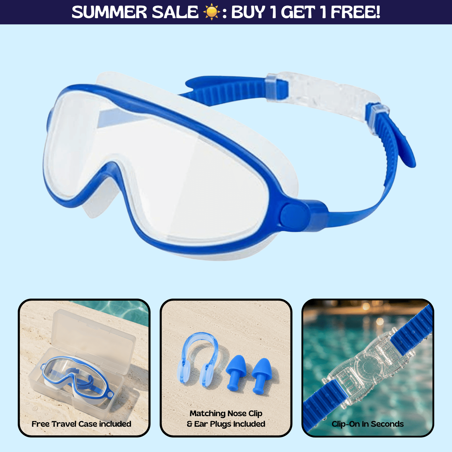 TibaToesβ’ Clip-On Swim Goggles