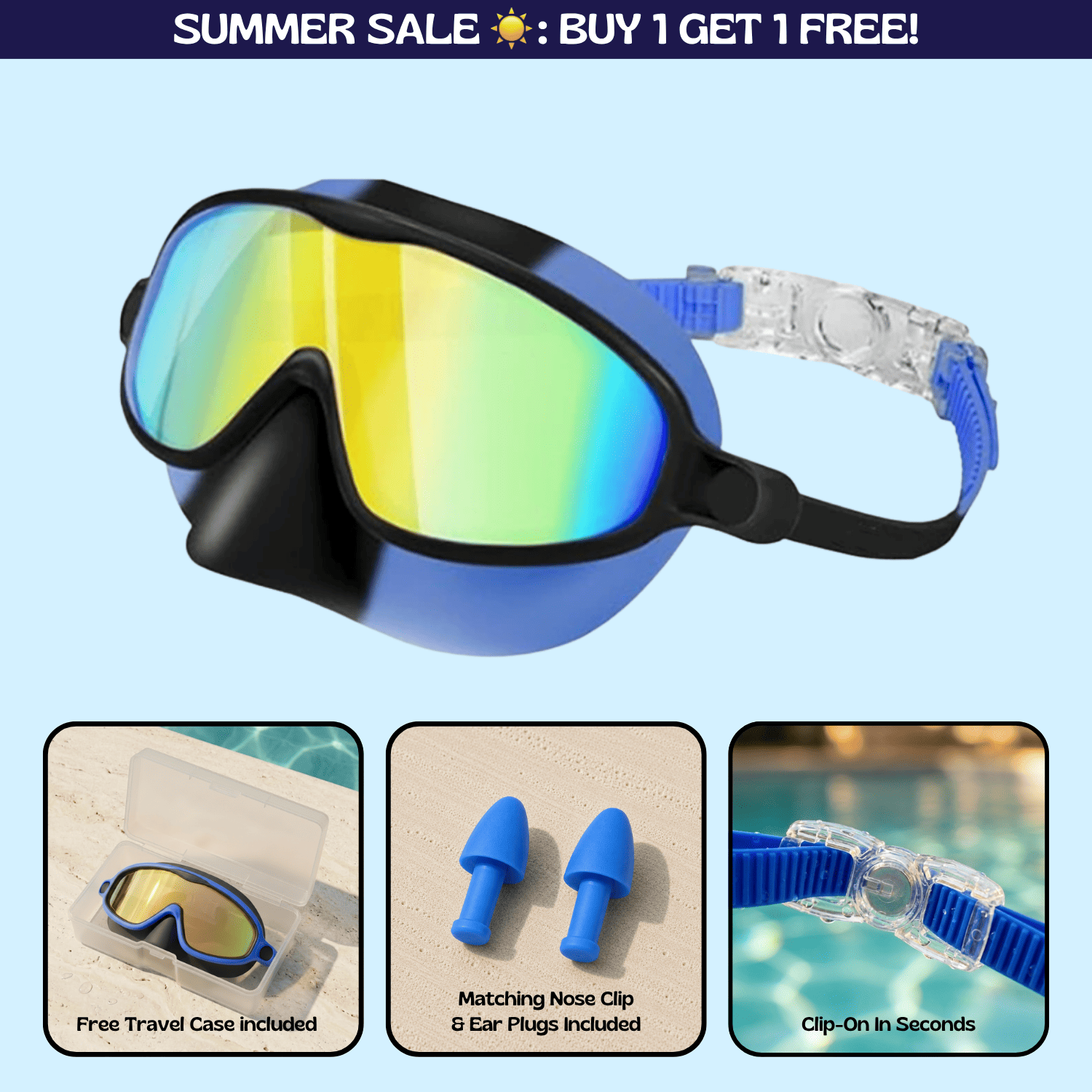 TibaToesβ’ Clip-On Swim Goggles
