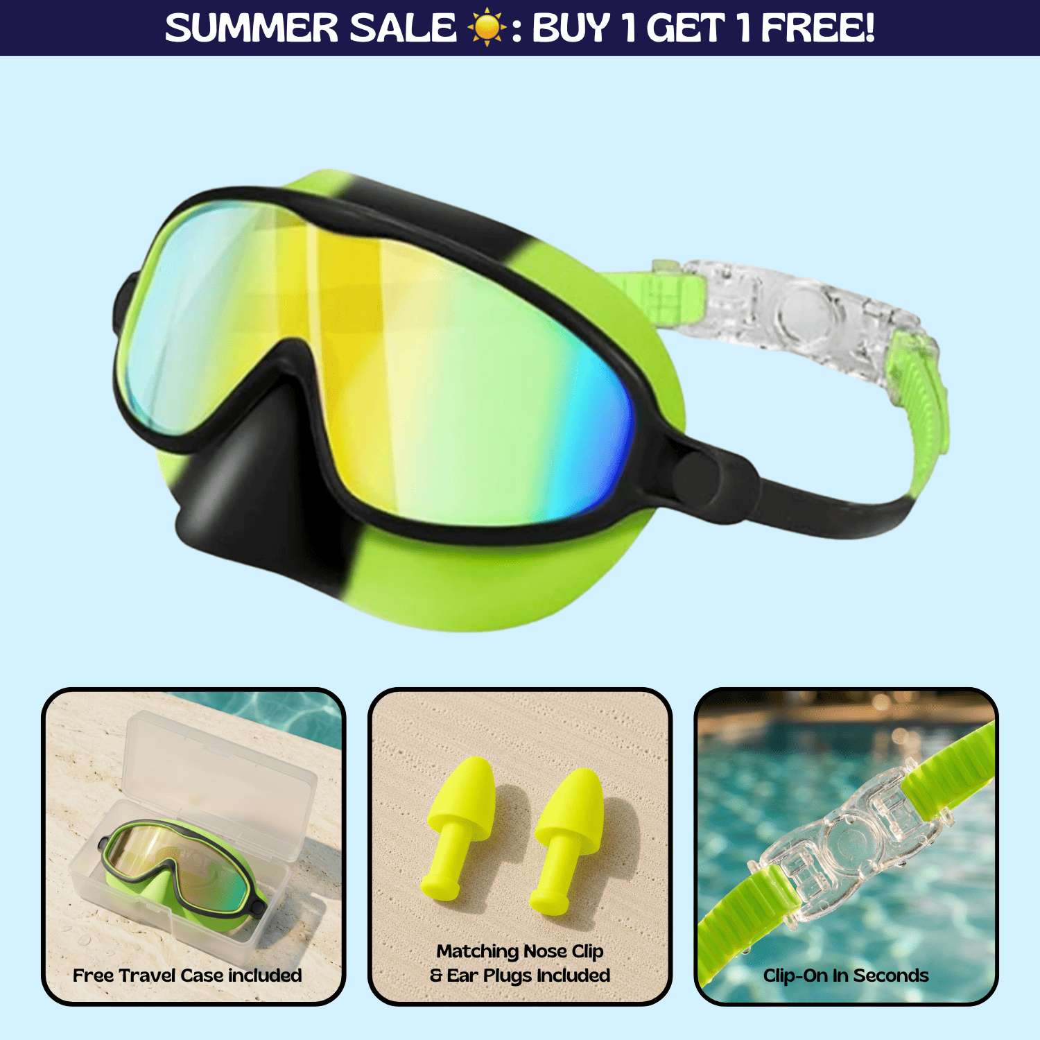 TibaToesβ’ Clip-On Swim Goggles