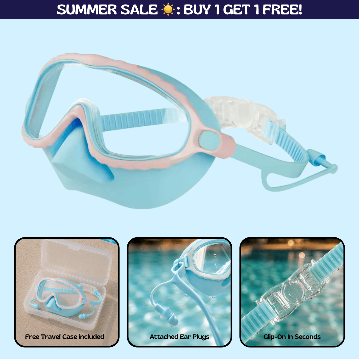 TibaToesβ’ Clip-On Swim Goggles