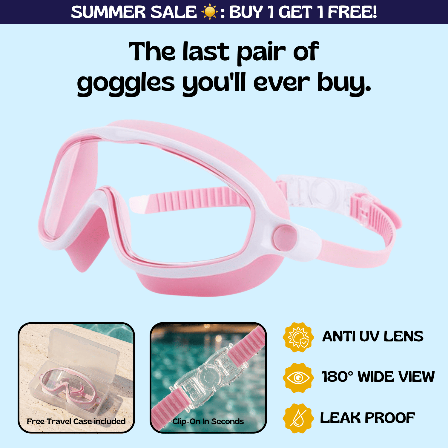 TibaToesβ’ Clip-On Swim Goggles