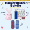 Morning Routine Bundle with pink cloud toothbrush, routine chart and grip socks