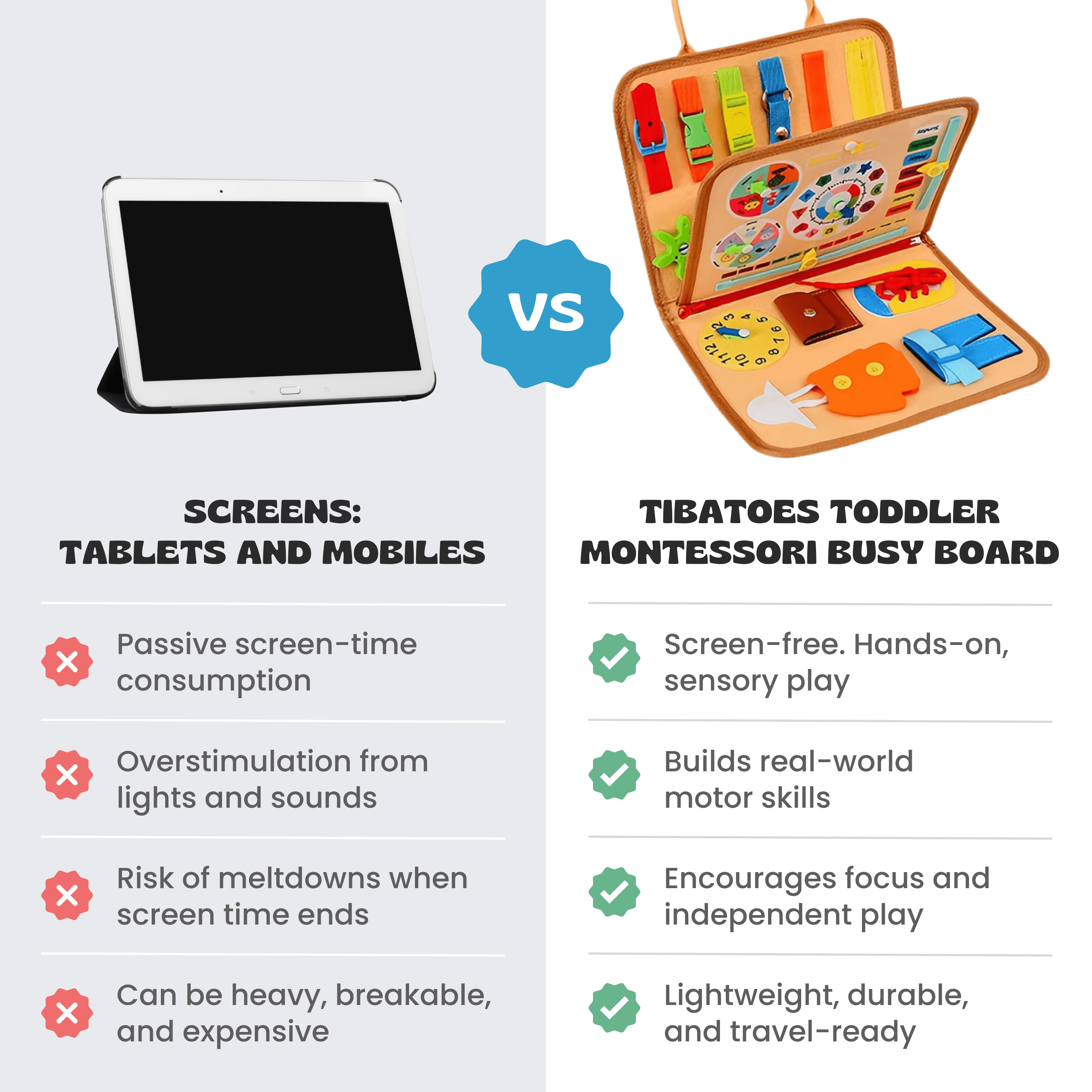 TibaToes™ Montessori Busy Board