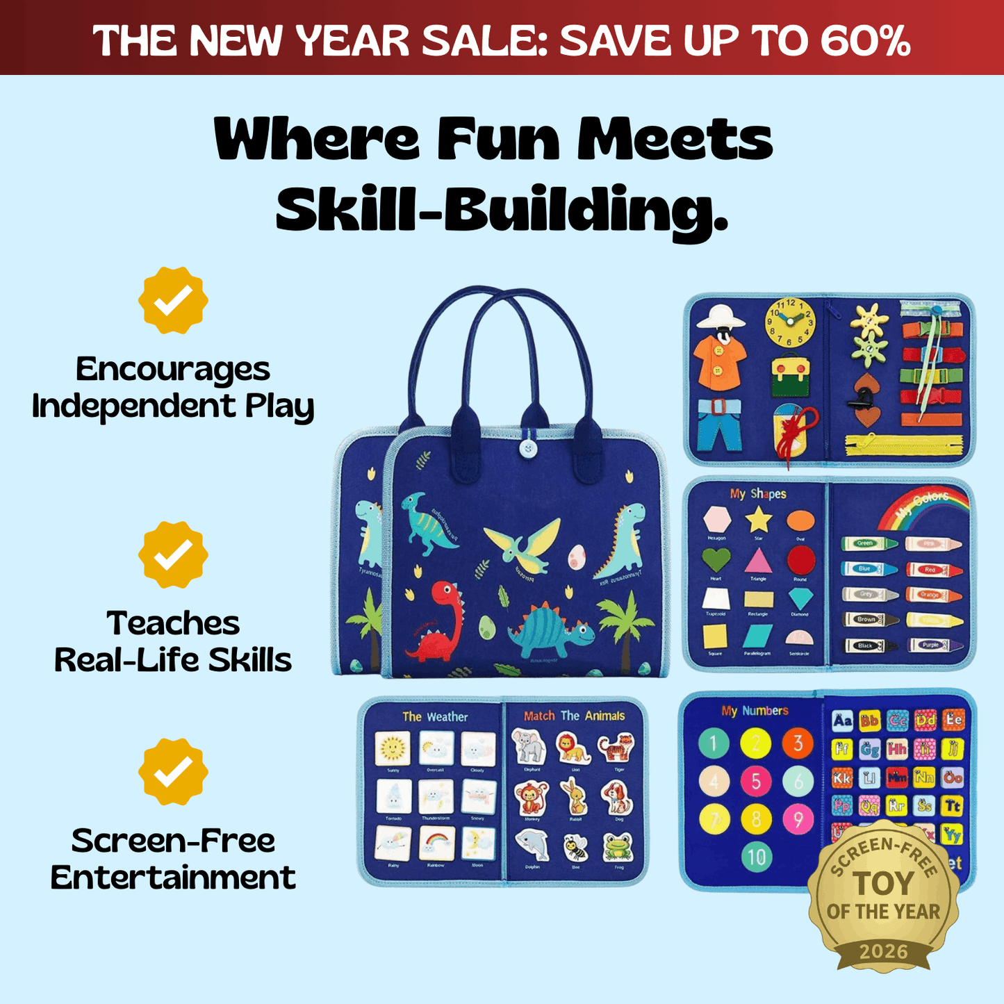 TibaToes™ Montessori Busy Board