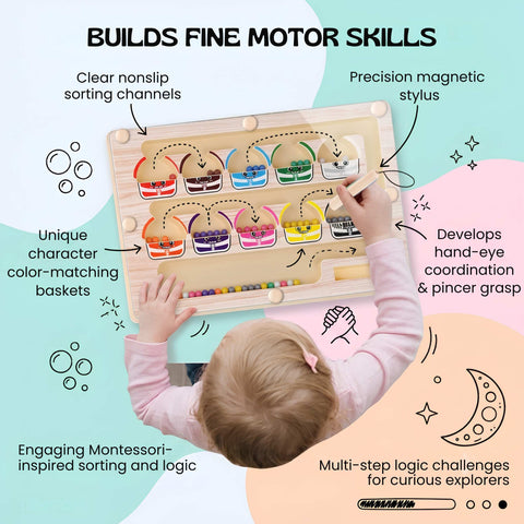 TibaToes™ Montessori Magnetic Monster Sorting Board