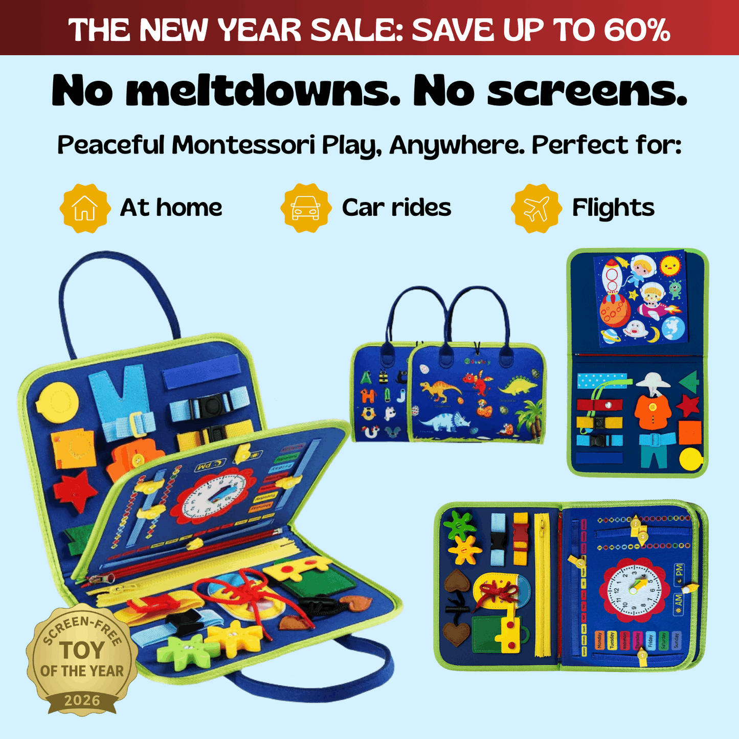 TibaToes™ Montessori Busy Board