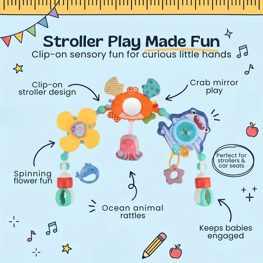 TibaToes™ Clip-On Montessori Stroller Play Arch