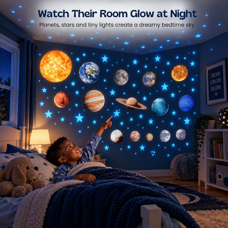 TibaToes™ Glow-in-the-Dark Space Sticker Set