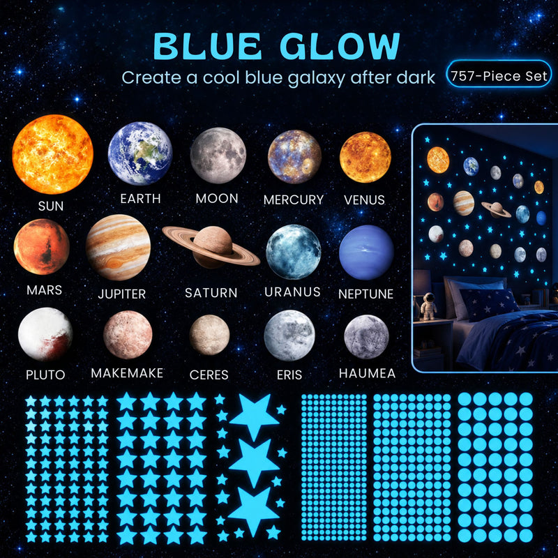 TibaToes™ Glow-in-the-Dark Space Sticker Set