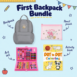 First Backpack Bundle with pink artist case, backpack, pouch and activity book